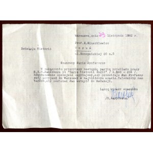 List do Eugeniusza Słuszkiewicza z podpisem N. Karpowskiej