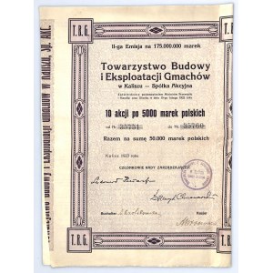 Towarzystwo Budowy i Eksploatacji Gmachów, Em.II, 10 x 5000 marek 1923 - NIEZNANA