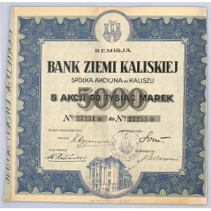 Bank Ziemi Kaliskiej SA, Em.I, 5 x 1000 marek - rzadkie
