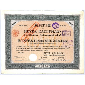 Wrocław(Breslau), Meyer Kauffmann Textilwerke, 1000 marek / 160 RM 1911