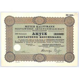 Głuszyca (Wustegiersdorf) , Meyer Kauffmann Textilwerke, 1000 RM 1920