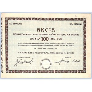 Ziemski Bank Kredytowy SA we Lwowie, 100 złotych 1928