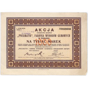 Tow. Akc. PNEUMATYK Fabryka Wyrobów Gumowych w Poznaniu, Em.1, 1000 marek 1921