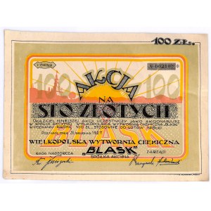 Wielkopolska Wytwórnia Chemiczna BLASK SA, 100 złotych 1927