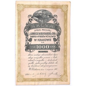 J.Górecki, W.Kucharski i S-ka Fabryka Wyrobów Metalowych w Krakowie, Em.I, 1.000 koron 1919