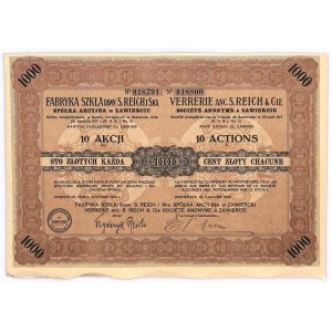 Fabryka Szkła dawniej S.Reich, 10 x 100 złotych 1930 - RZADKA