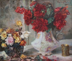 Maurycy Trębacz (1861-1941) Dalie i róże