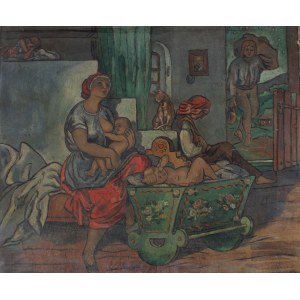 A.N. (XX w.) Scena rodzinna w wiejskiej chacie