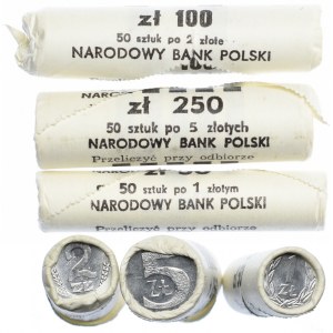Rulony bankowe, 1, 2, 5 złotych (3szt.)