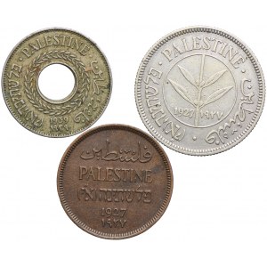 Palestyna, zestaw 1, 5, 50 mils 1927-1939 (3szt.)