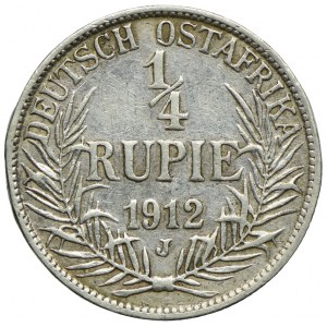 Niemiecka Afryka Wschodnia, Wilhelm II, 1/4 rupii 1912 J, Hamburg