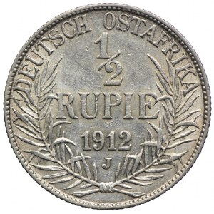 Niemiecka Afryka Wschodnia, Wilhelm II, 1/2 rupii 1912 J, Hamburg
