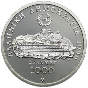 Grecja, 1000 drach 1996, 100-lecie Igrzysk Olimpijskich-Zapasy