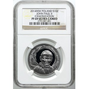 10 złotych 2014, Kanonizacja Jana Pawła II, NGC PF69