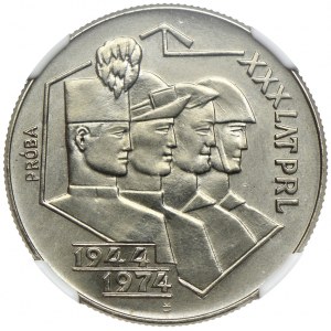 20 złotych 1974, XXX lat PRL, PRÓBA NIKIEL, NGC MS63