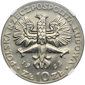 10 złotych 1965, NIKE, VII Wieków Warszawy, PRÓBA NIKIEL, MS65