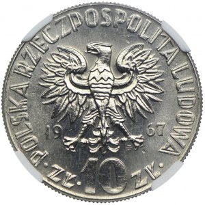 10 złotych 1967, Mikołaj Kopernik, PRÓBA NIKIEL, NGC MS66