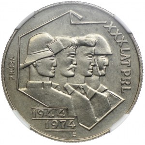 20 złotych 1974, XXX lat PRL, PRÓBA NIKIEL, NGC MS64