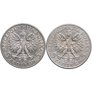 5 złotych 1932 bez znaku, 1934 Głowa Kobiety (2szt.)