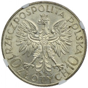 10 złotych 1933 zm, Warszawa, Głowa Kobiety, NGC MS63