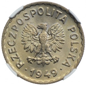 1 złoty 1949, miedzionikiel, NGC MS65