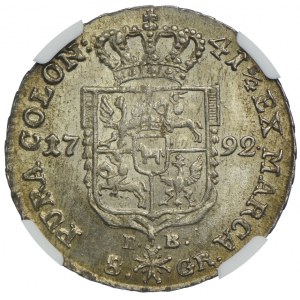 Stanisław August Poniatowski, dwuzłotówka 1792 EB, Warszawa, NGC MS62