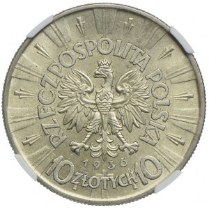 10 złotych 1936, Józef Piłsudski, NGC AU58