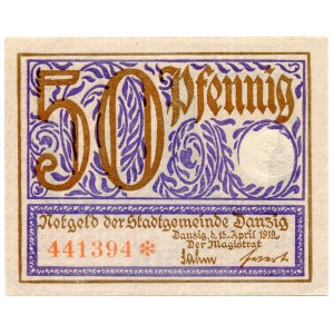 50 fenigów 1919, Gdańsk, fioletowy