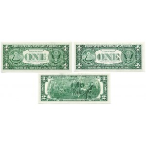 USA, zestaw, 1 dolar 1963 B, KANSAS, 1 dolar 1969 D, NEW YORK, 2 dolary 1976 ATLANTA (3szt.)