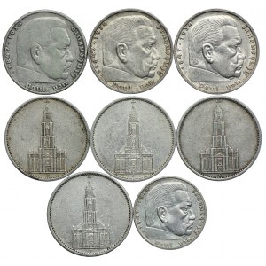 Niemcy, zestaw 2, 5 marek 1935-1939 (8szt.)
