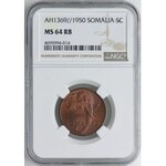 Somalia, 5 centesimi 1950, NGC MS64 RB