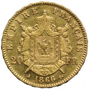Francja, Napoleon III, 20 franków 1866 A, Paryż