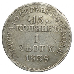 Polska, Mikołaj I, 15 kopiejek=1 złoty 1838 MW, Warszawa