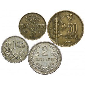 Litwa, zestaw 5, 50 centu, 1, 2 litu 1925 (4szt.)