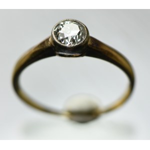 Złoty pierścionek z brylantem 0,58ct, Au585, ekspertyza