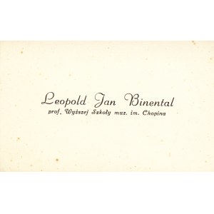 Leopold Jan BINENTAL (1886-1944) - Polski skrzypek, publicysta i muzykolog