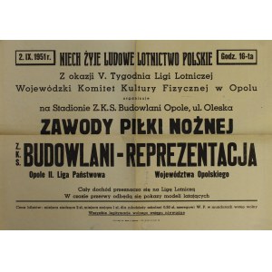 2. IX. 1951 r. NIECH Żyje Ludowe Lotnictwo Polskie Godz. 16-ta. Z okazji V