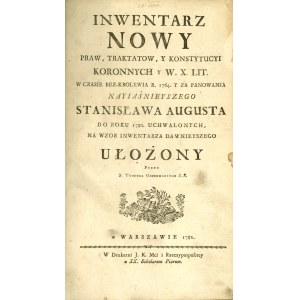 OSTROWSKI Teodor (1750-1802): Inwentarz Nowy Praw, Traktatow