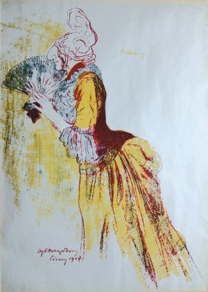 Antoni Procajłowicz (1877-1949), Helena Arkawin; z „Teki Melpomeny. Autolitografie (Karykatury artystów w rolach)”, Kraków 1904