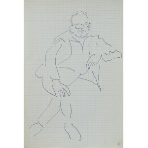 Jerzy Panek (1918-2001), Portret mężczyzny w okularach z założonymi nogami