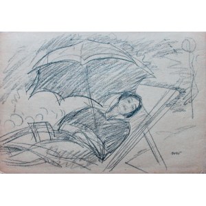 Wojciech Weiss (1875 - 1950), Renia odpoczywająca na leżaku, 1910