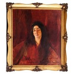 Konrad Krzyżanowski (1872 Krzemieńczuk - 1922 Warszawa), Portret kobiety w czerwieni (Maria Grossek Korycka), 1916 r.