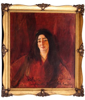 Konrad Krzyżanowski (1872 Krzemieńczuk - 1922 Warszawa), Portret kobiety w czerwieni (Maria Grossek Korycka), 1916 r.