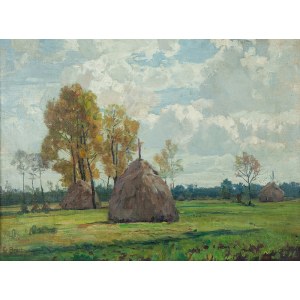 Otto Paul Bredow (1874 Berlin - ok.1930), Pejzaż ze stogami siana