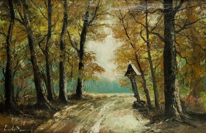Emile Lammers (1914-1990), Pejzaż leśny z kapliczką