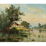 Ernst Tannert (1865-?), Zagroda nad rzeką, 1908 r.