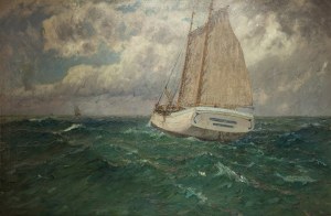 Leopold Schönchen (1855 Augsburg - 1935 Monachium), Żaglowce na morzu