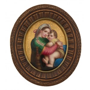 Miniatura - Madonna della seggiola, wg Rafaela Santi, k. XIX w.