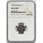 Wolne Miasto Gdańsk, 1 fenig 1923 - NGC MS65 BN