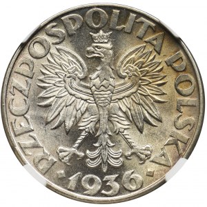 Żaglowiec, 2 złote 1936 - NGC AU58 - zaniżona nota